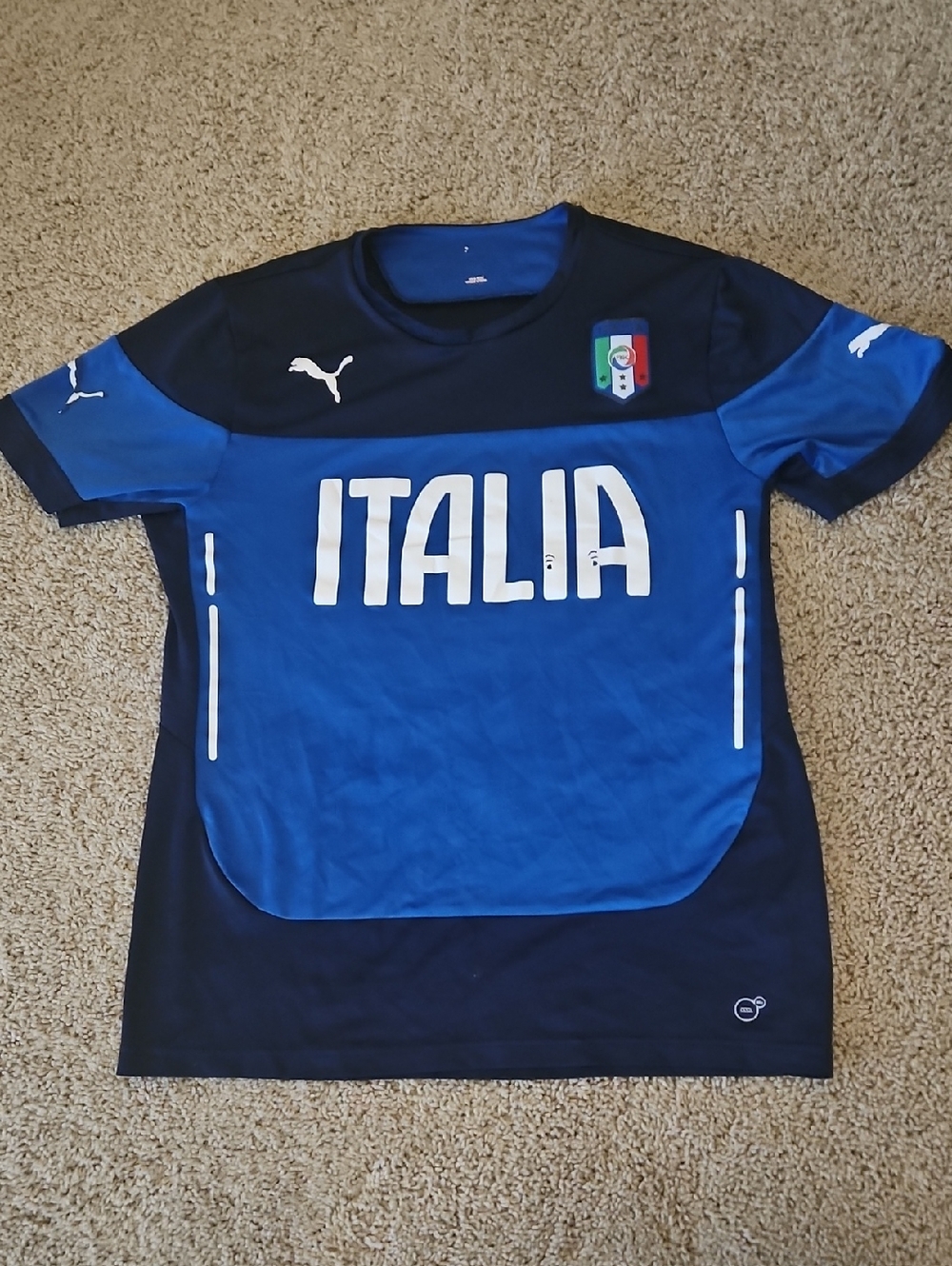 Puma Blue and Navy Italia Football Tee